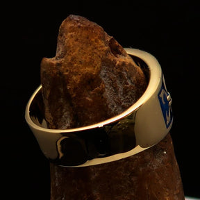 Knights Templar Ring - Blue & Gold Brass Cross - Bricks Masons