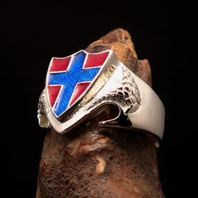 Knights Templar Ring - Flag of Norway Blue Cross On Red