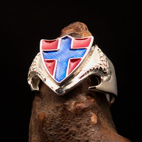 Knights Templar Ring - Flag of Norway Blue Cross On Red