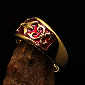 Knights Templar Ring - Gold & Red Brass Cross