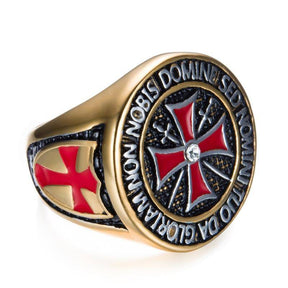 Knights Templar Ring - Non Nobis Domine Sed Nomini Tuo Da Gloriam - Bricks Masons
