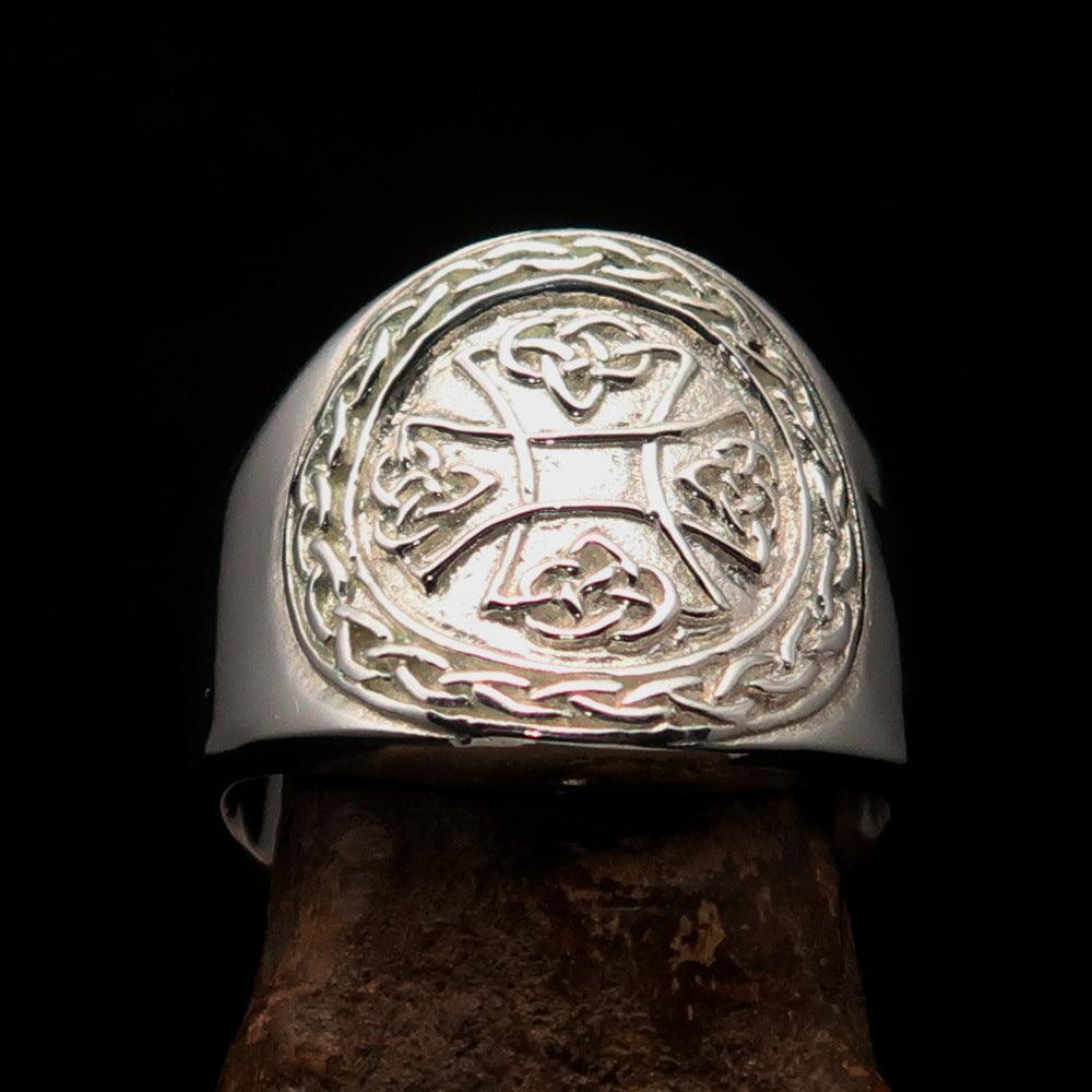 Knights Templar Ring - Polished Cross Sterling Silver