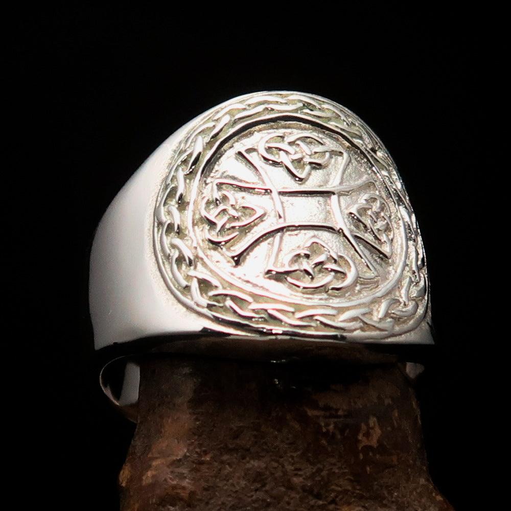 Knights Templar Ring - Polished Cross Sterling Silver