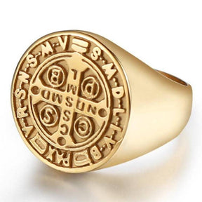 Knights Templar Ring - Saint Benedict Medal - Bricks Masons