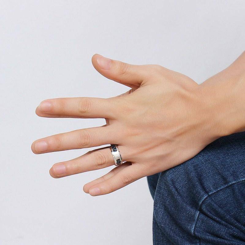 Knights Templar Ring - Shield Cross Black Blue Band - Bricks Masons