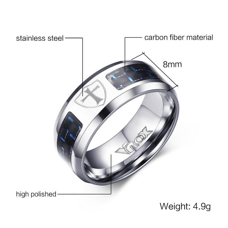 Knights Templar Ring - Shield Cross Black Blue Band - Bricks Masons