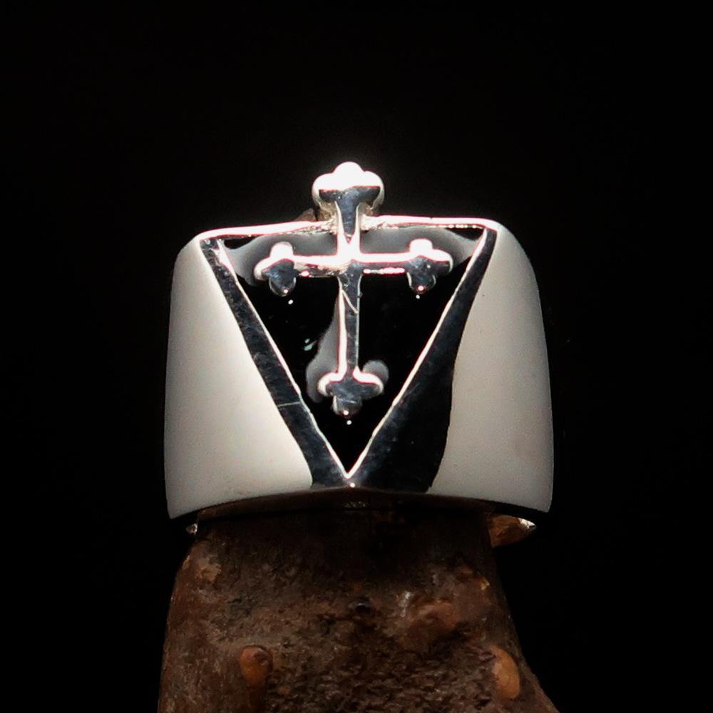 Knights Templar Ring - Silver Cross Sterling Silver - Bricks Masons
