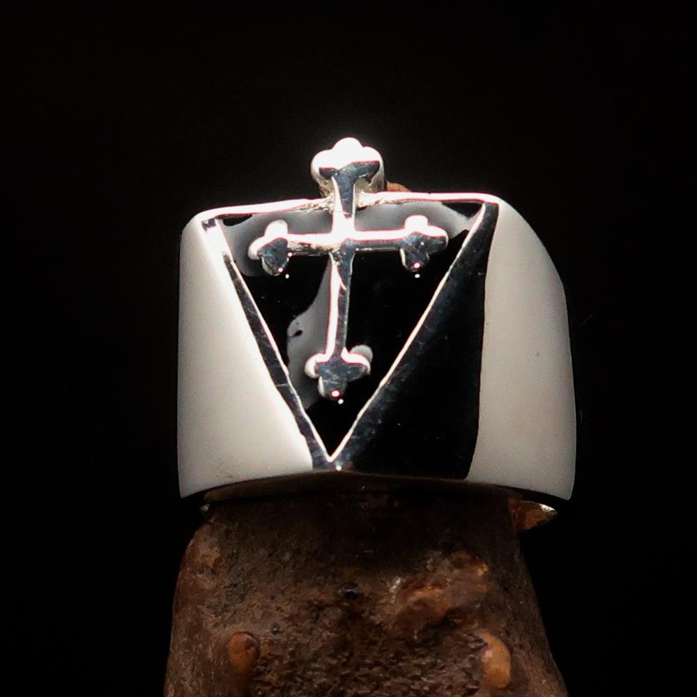 Knights Templar Ring - Silver Cross Sterling Silver - Bricks Masons