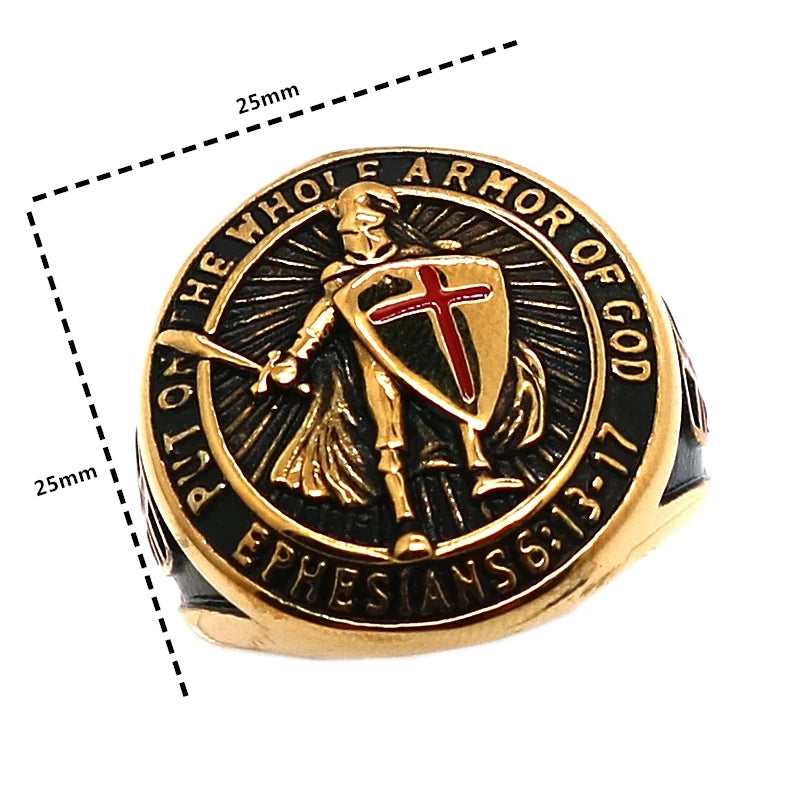 Knights Templar Commandery Ring - Stainless Steel God & Black Plated - Bricks Masons