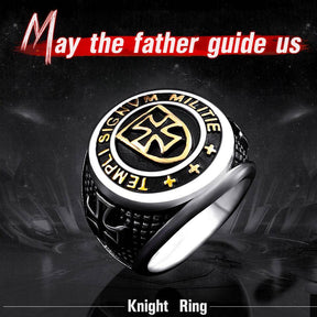Knights Templar Ring - TEMPLI SIGNVM MILITIE Gold - Bricks Masons