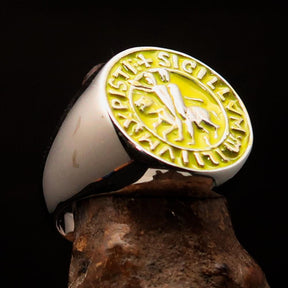 Knights Templar Ring - Yellow Sigillum MilItum XPISTI Sterling Silver