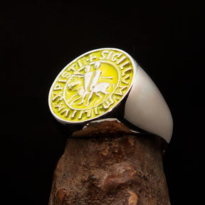 Knights Templar Ring - Yellow Sigillum MilItum XPISTI Sterling Silver