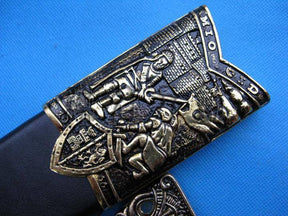 Knights Templar Sword - Mio Cid Anointed Golden Scabbard Totem Engraving 49" - Bricks Masons
