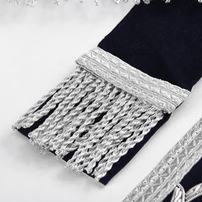 Marshal Blue Lodge Officer Apron - Dark Blue With Silver Hand Embroidery Bullion - Bricks Masons
