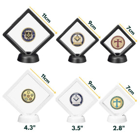 Masonic Coin Holder - 3D Floating Coin Display Black & White - Bricks Masons