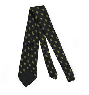 Masonic Necktie - Acacia Leaf Machine Embroidery - Bricks Masons