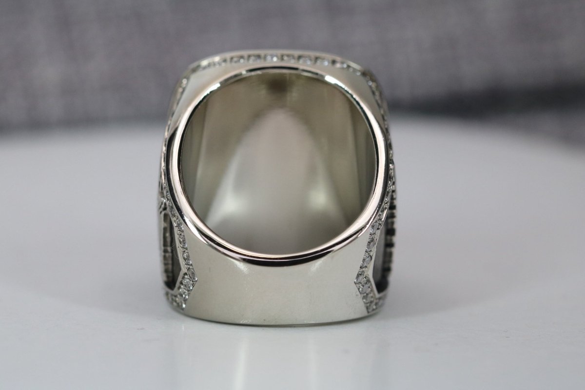 Past Master Blue Lodge Ring - White Gold Plated With Rhinestones - Bricks Masons