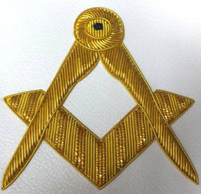 Master Mason Blue Lodge Apron - Red Velvet with Golden Bullion And Wire - Bricks Masons
