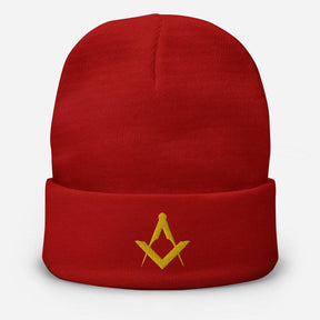 Master Mason Blue Lodge Beanie - Square and Compass Golden Embroidery - Bricks Masons