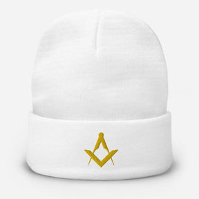 Master Mason Blue Lodge Beanie - Square and Compass Golden Embroidery - Bricks Masons