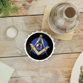 Master Mason Blue Lodge Bottle Opener - Golden Square & Compass G - Bricks Masons