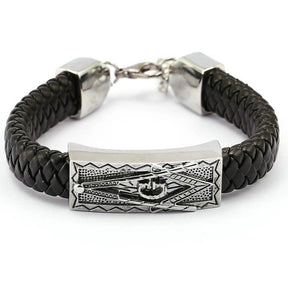 Master Mason Blue Lodge Bracelet - Silver Plated Leather Bracelet - Bricks Masons