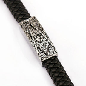 Master Mason Blue Lodge Bracelet - Silver Plated Leather Bracelet - Bricks Masons