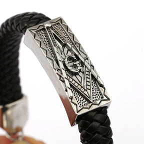 Master Mason Blue Lodge Bracelet - Silver Plated Leather Bracelet - Bricks Masons