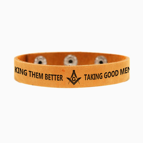 Master Mason Blue Lodge Bracelet - Various Leather Colors - Bricks Masons