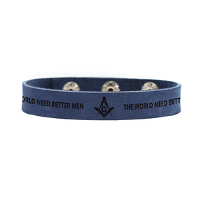 Master Mason Blue Lodge Bracelet - Various Leather Colors - Bricks Masons