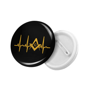 Master Mason Blue Lodge Brooch - Square and Compass G Heartbeat - Bricks Masons