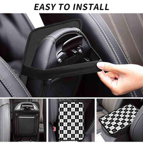 Master Mason Blue Lodge Car Armrest - Square and Compass G Checkered - Bricks Masons