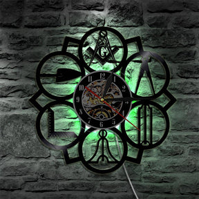 Master Mason Blue Lodge Clock - Led Vinyl Various Colors - Bricks Masons