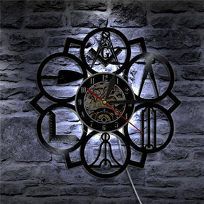 Master Mason Blue Lodge Clock - Led Vinyl Various Colors - Bricks Masons