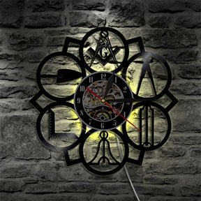 Master Mason Blue Lodge Clock - Led Vinyl Various Colors - Bricks Masons