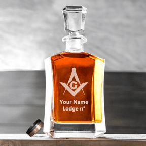 Master Mason Blue Lodge Decanter - 23 oz. Whiskey Glass - Bricks Masons