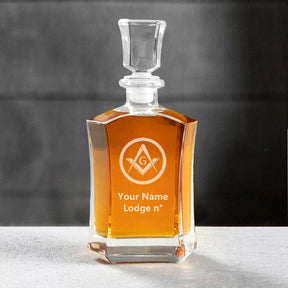 Master Mason Blue Lodge Decanter - 23 oz. Whiskey Glass - Bricks Masons