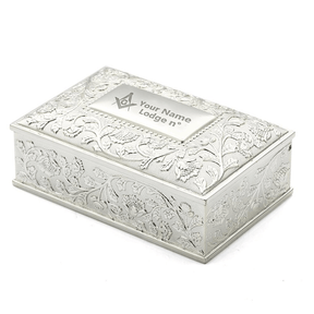 Master Mason Blue Lodge Jewelry Box - Black Velvet Lining - Bricks Masons