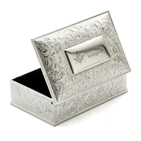 Master Mason Blue Lodge Jewelry Box - Black Velvet Lining - Bricks Masons