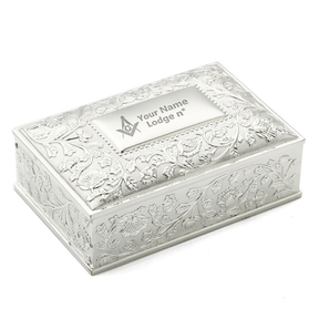 Master Mason Blue Lodge Jewelry Box - Black Velvet Lining - Bricks Masons