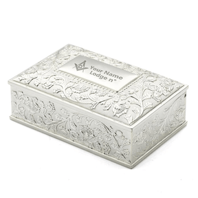 Master Mason Blue Lodge Jewelry Box - Black Velvet Lining - Bricks Masons