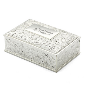 Master Mason Blue Lodge Jewelry Box - Black Velvet Lining - Bricks Masons