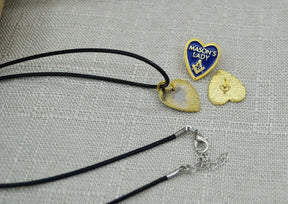 Master Mason Blue Lodge Necklace - Gold & Blue Plated MASON'S LADY Square and Compass G With Leather Chain