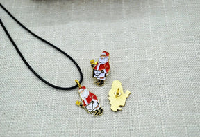 Master Mason Blue Lodge Necklace - Gold Plated Christmas Santa Pendant With Leather Chain