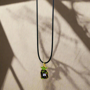 Master Mason Blue Lodge Necklace - Gold Plated Mason Apron Yoda Pendant With Leather Chain