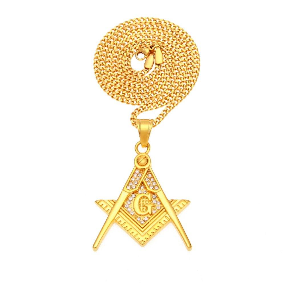 Master Mason Blue Lodge Necklace - Zirconia Stainless Steel - Bricks Masons