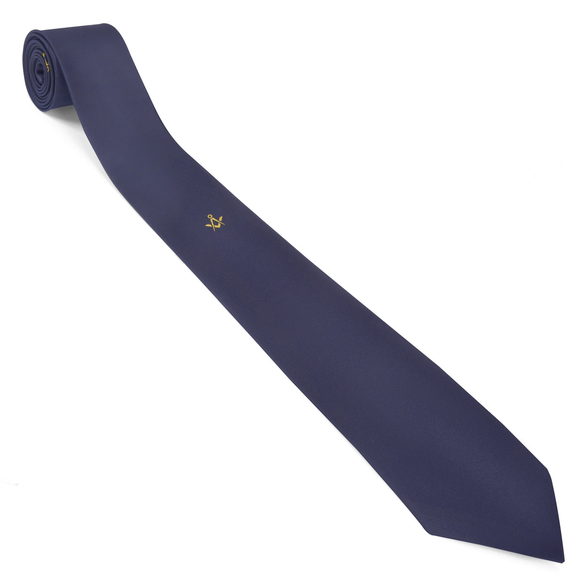 Master Mason Blue Lodge Necktie - Blue Polyester With Square & Compass Emblem - Bricks Masons