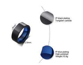 Master Mason Blue Lodge Ring - Black & Blue Tungsten Personalizable - Bricks Masons