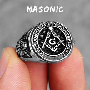 Master Mason Blue Lodge Ring - Compass and Square G Vintage - Bricks Masons