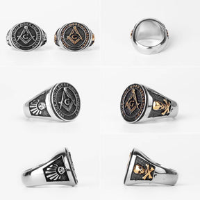 Master Mason Blue Lodge Ring - Compass and Square G Vintage - Bricks Masons